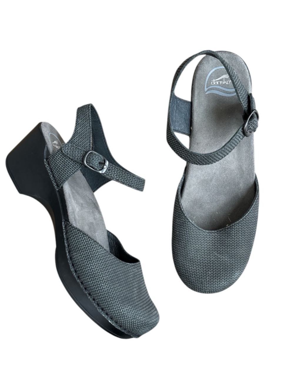 Dansko Sam Mary Jane Textured Knit Leather Grey/Black 42